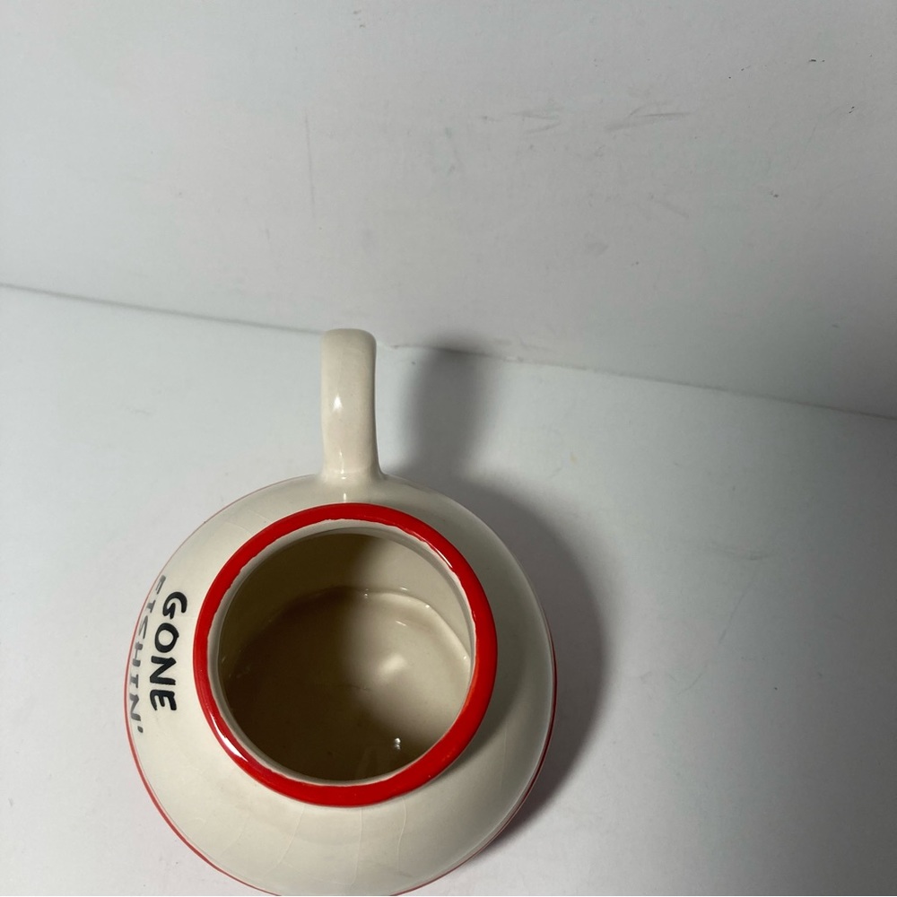 Fishing Bobber Gone Fishin'  Red White Ceramic Coffee Cup Mug by Big Mouth 16 oz - Picture 9 of 11